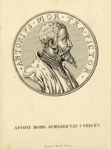 105772 Portret van Antonie Mor van Dashorst, geboren Utrecht 1512, kunstschilder geboren te Utrecht , overleden ...